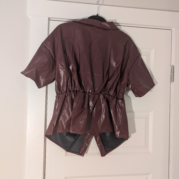 SHEIN Maroon Leather Short Sleeve Top Size 1XL - Picture 4 of 8